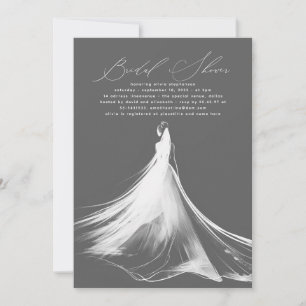 Elegant Romantic Minimalist Grey Bridal Shower Invitation