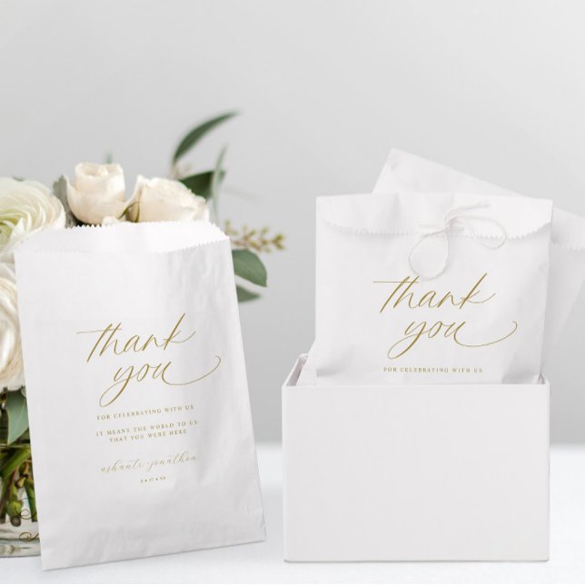 Elegant Romantic Modern Gold Wedding Thank You Favour Bag (Modern Romantic Gold Wedding Favor Bags - Thank You)