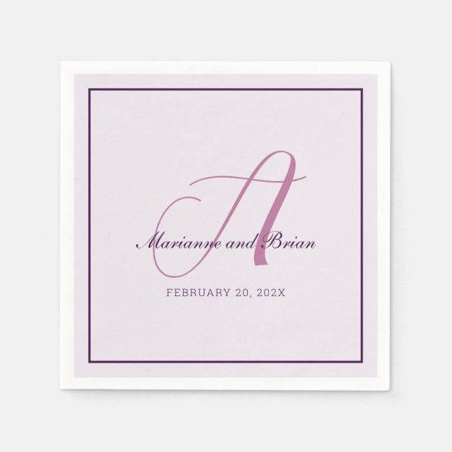 Elegant Romantic Modern Monogram  Napkin (Front)