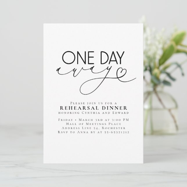 Elegant Romantic Modern Rehearsal Dinner Invitation (Standing Front)
