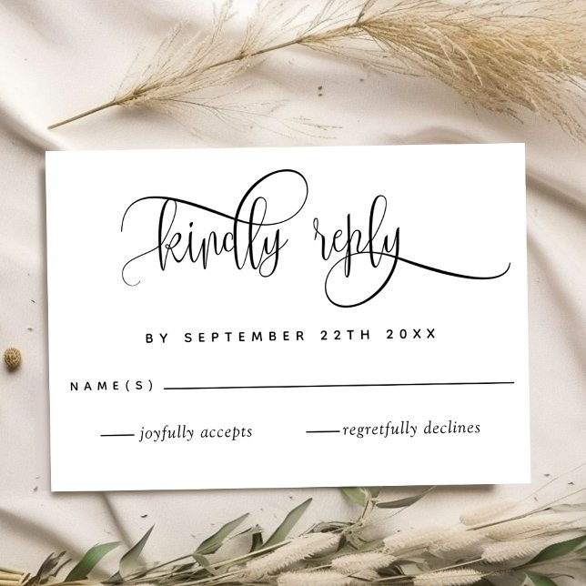 Elegant Romantic Modern, Script Wedding RSVP Card (Creator Uploaded)