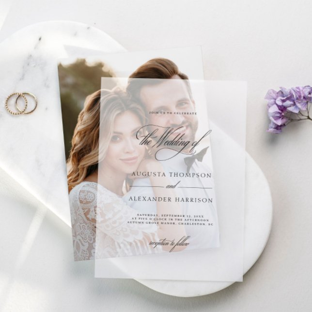 Elegant Romantic Monogram Classy Wedding Vellum Invitations (Elegant Romantic Monogram Classy Wedding Vellum Invitations)