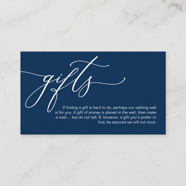 Elegant Romantic, Navy Blue, A note on gifts Enclosure Card (Front)