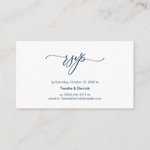 Elegant Romantic, Navy Blue Font, Wedding RSVP Enclosure Card