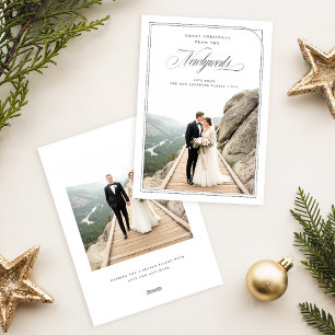 Elegant Romantic Newlywed Two Photo Christmas Holiday Card