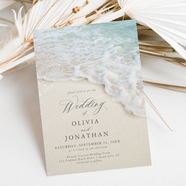 Elegant Romantic Ocean Beach Wedding Invitation (Creator Uploaded)