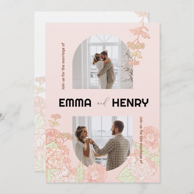 Elegant Romantic Photo Wedding Invitation (Front/Back)