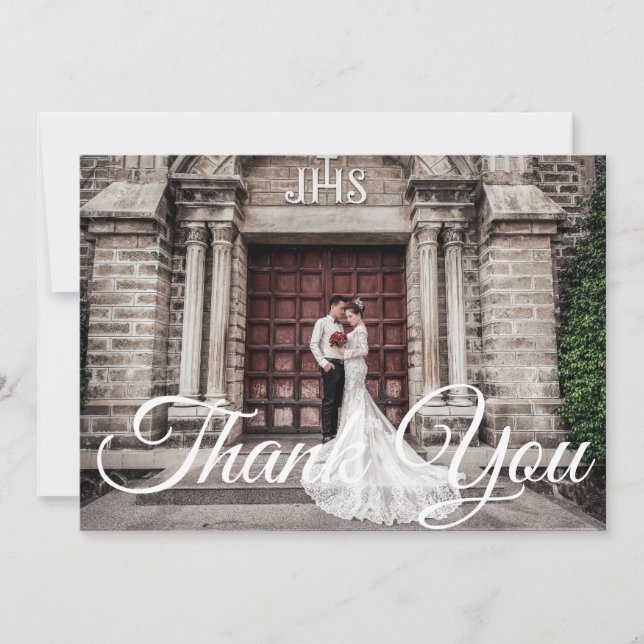 Elegant Romantic Photo Wedding Thank You Card (Front)