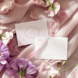 Elegant Romantic Pink Bridal Shower Recipe Card