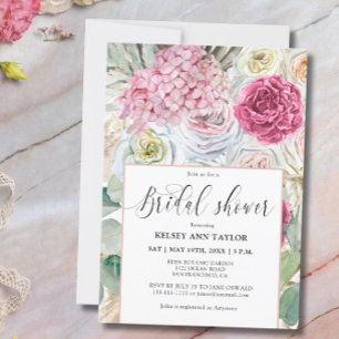 Elegant Romantic Pink Floral Bridal Shower  Invitation