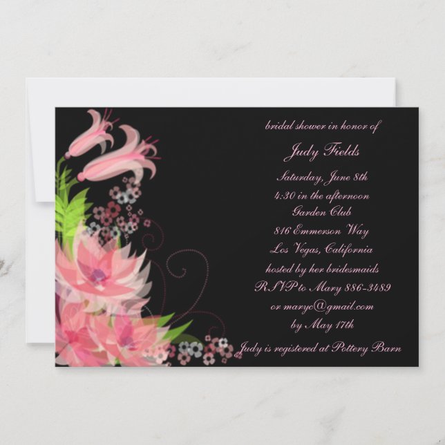 Elegant Romantic Pink Floral Bridal Shower Invite (Front)