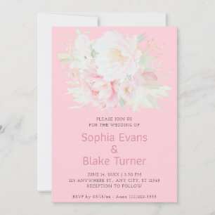Elegant Romantic Pink Floral Pastel Pink Wedding Invitation
