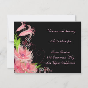 Elegant Romantic Pink Floral Reception Card