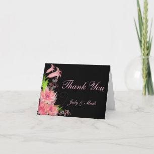 Elegant Romantic Pink Floral Thank You Card