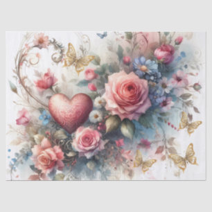 Elegant Romantic Pink Floral Tissue Paper Sheets