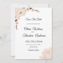 Elegant Romantic Pink Floral Wedding Save The Date
