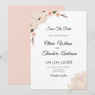 Elegant Romantic Pink Floral Wedding Save The Date Invitation