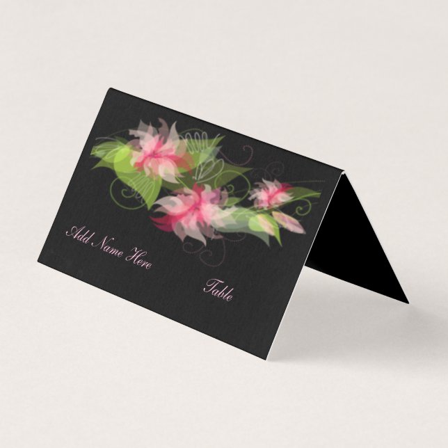 Elegant Romantic Pink Flower Table Place Card (Front)
