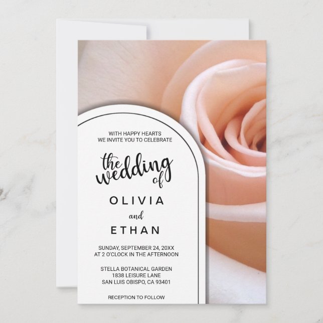 Elegant romantic pink rose flower floral Wedding I Invitation (Front)