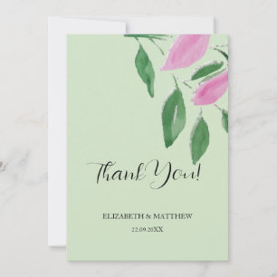 Elegant Romantic Pink Wildflowers Watercolor Art Thank You Card