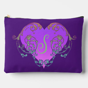 Elegant, Romantic Purple Heart with Flourish Accessory Pouch