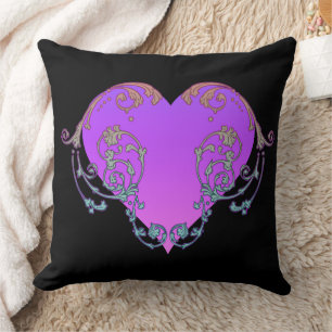 Elegant, Romantic Purple Heart with Flourish Cushion
