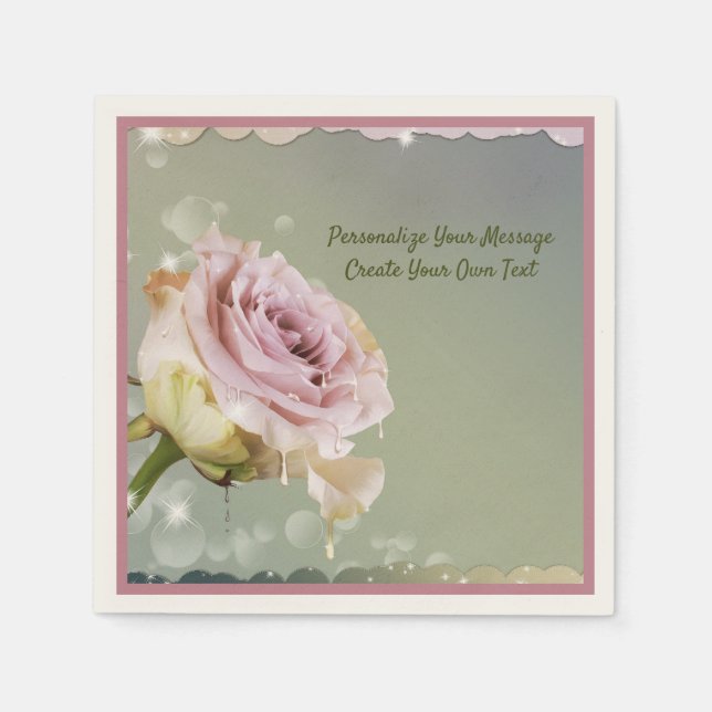 Elegant & Romantic Purple Rose Personalise Napkin (Front)