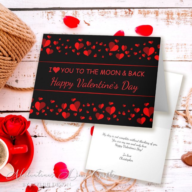 Elegant Romantic Red Hearts Valentines Day Card (Creator Uploaded)