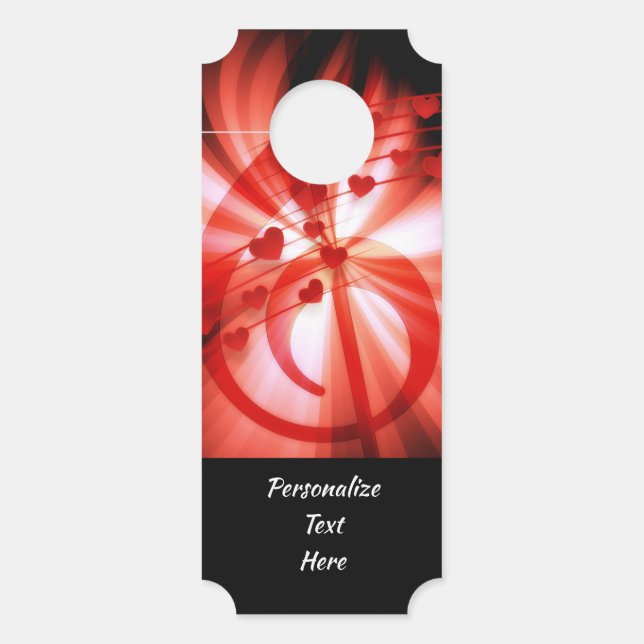 Elegant & Romantic Red Music Notes Personalised Door Hanger (Front)