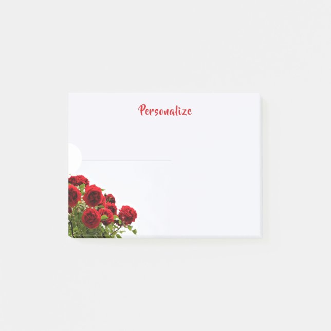 Elegant Romantic Red Rose Bouquet Personalised Post-it Notes (Front)