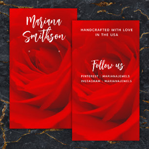 Elegant Romantic Red Rose Earring Display Card