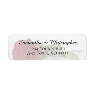 Elegant Romantic Red Rose Wedding Return Address Return Address Label