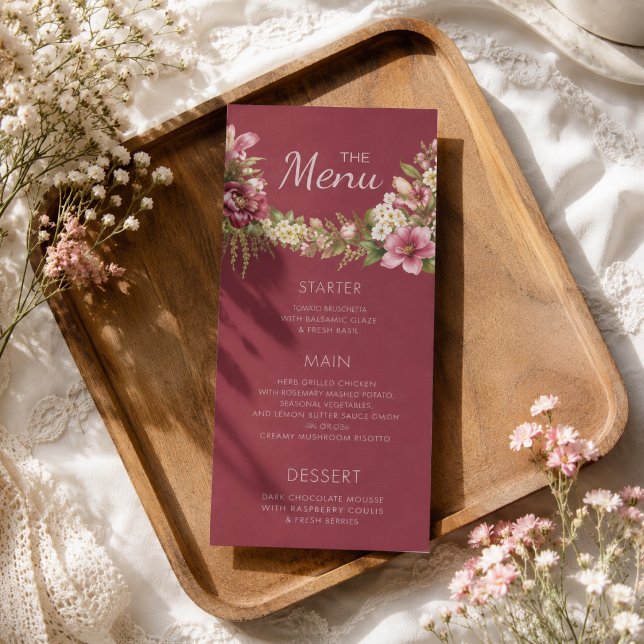 Elegant Romantic Red Rustic Floral   Menu (Creator Uploaded)