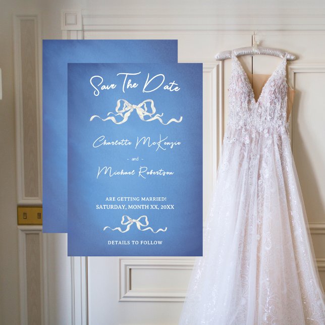 Elegant Romantic Ribbon Wedding Save The Date (legant Romantic Ribbon Wedding Save The Date)