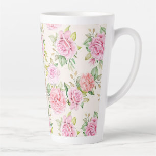 Elegant Romantic Rose Floral Pattern Latte Mug