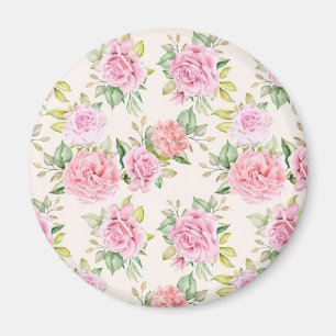 Elegant Romantic Rose Floral Pattern Magnet