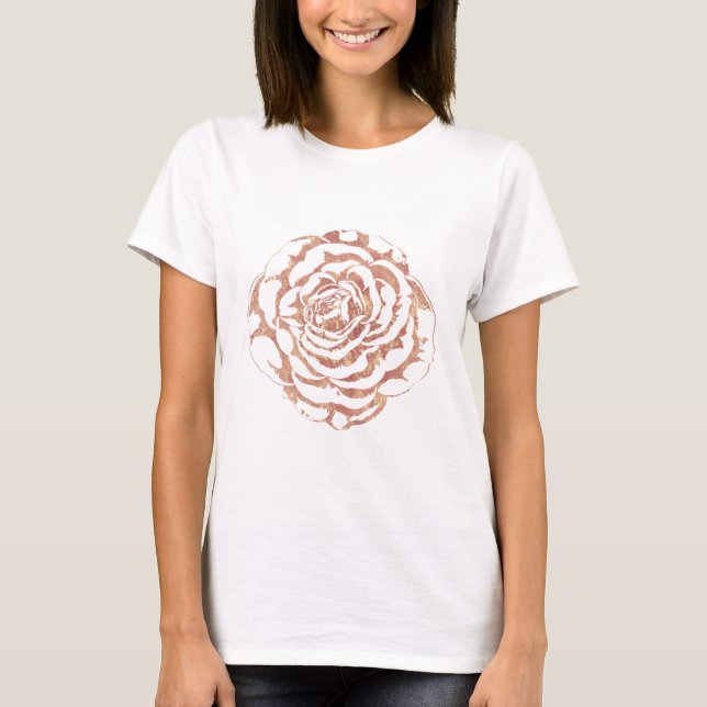 Elegant romantic rose gold roses pattern image T-Shirt (Front)