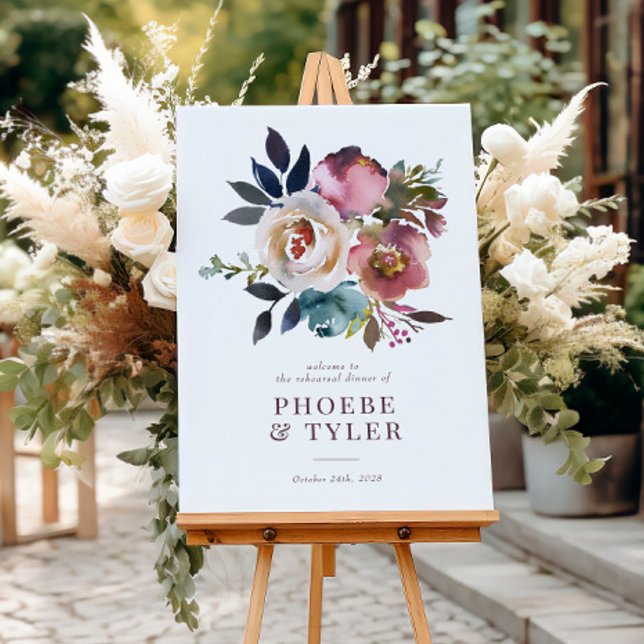 Elegant Romantic Rose Rehearsal Dinner Sign (Creator Uploaded)