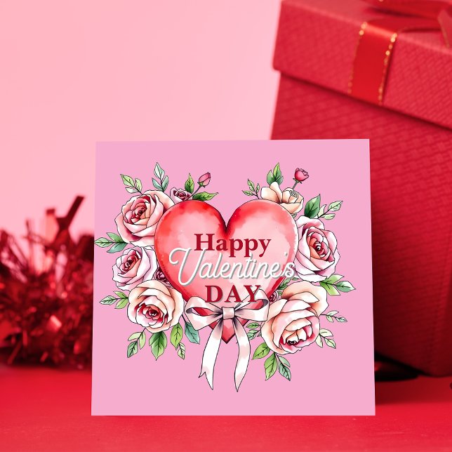 Elegant Romantic Roses and Heart Valentine's Day Card (Creator Uploaded)