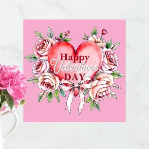 Elegant Romantic Roses and Heart Valentine's Day Poster