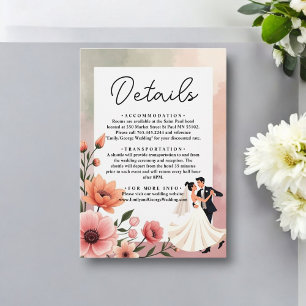 Elegant Romantic Roses Bride Groom Floral Wedding Enclosure Card