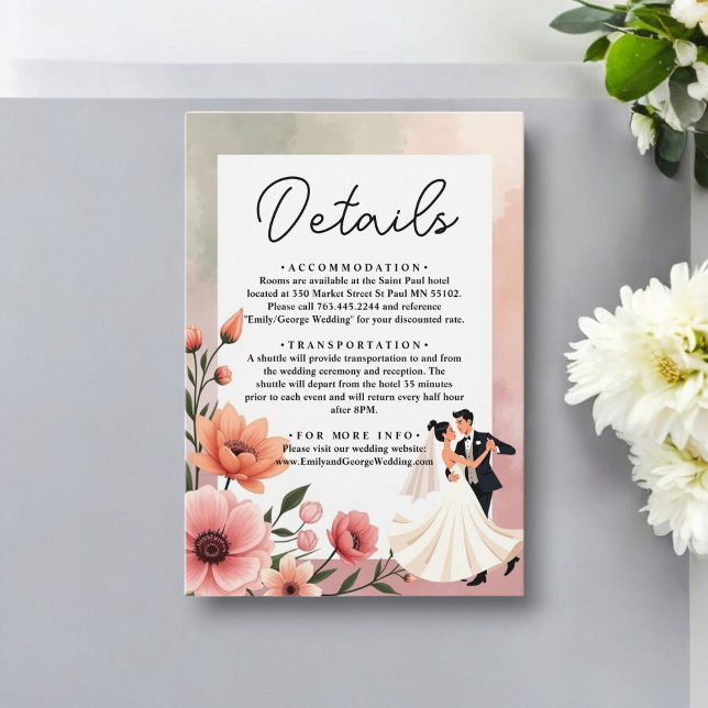Elegant Romantic Roses Bride Groom Floral Wedding Enclosure Card (Creator Uploaded)