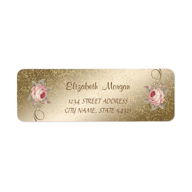 Elegant  Romantic,Roses,Confetti  Address Label Return Address Label (Front)