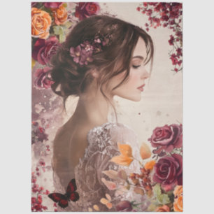 Elegant Romantic Rustic Burgundy Women's Face Tissue Paper