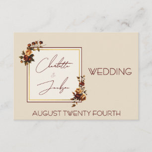 Elegant Romantic Rusty Rose Autumn Wedding Enclosure Card