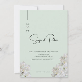 Elegant romantic Sage Green Wedding Invitation 