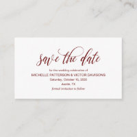 Elegant Romantic Script, Burgundy,, Save the date