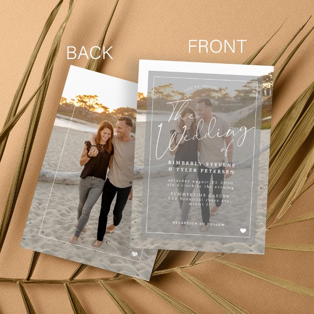 Elegant romantic script photo wedding invitation (Creator Uploaded)
