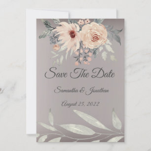 Elegant Romantic Silver Pink Floral Save the Date Invitation