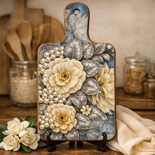 Elegant Romantic Silver & White Wedding Florals Tissue Paper